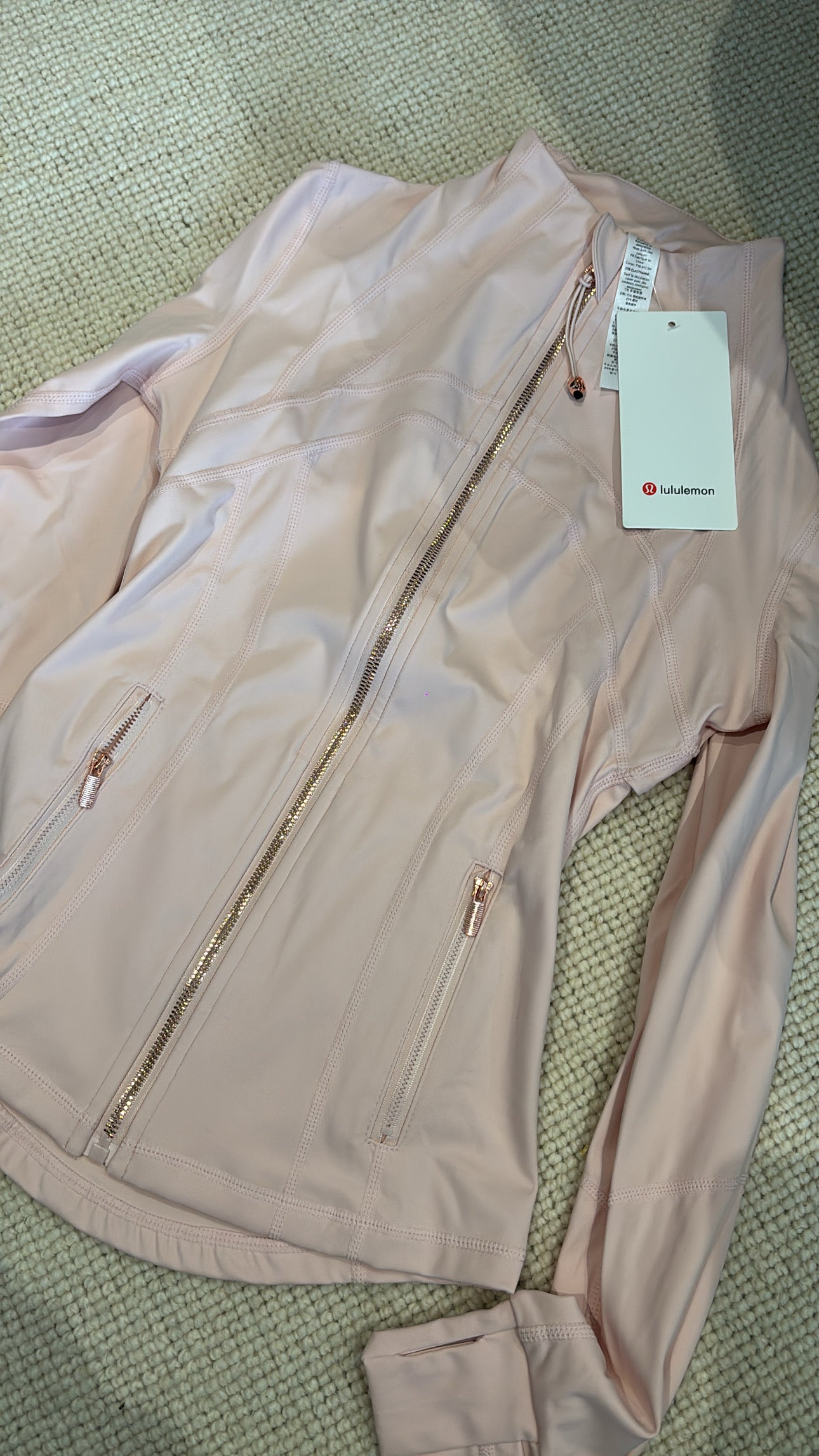 Baby pink & gold lululemon gym jacket size 4