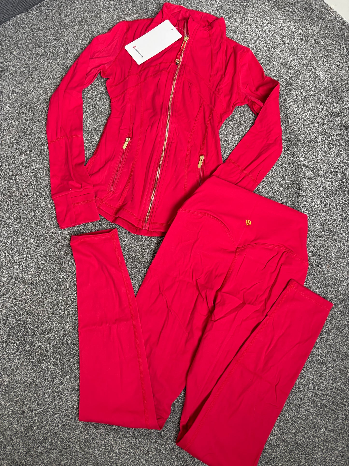 Red & gold lululemon gym sets size 2
