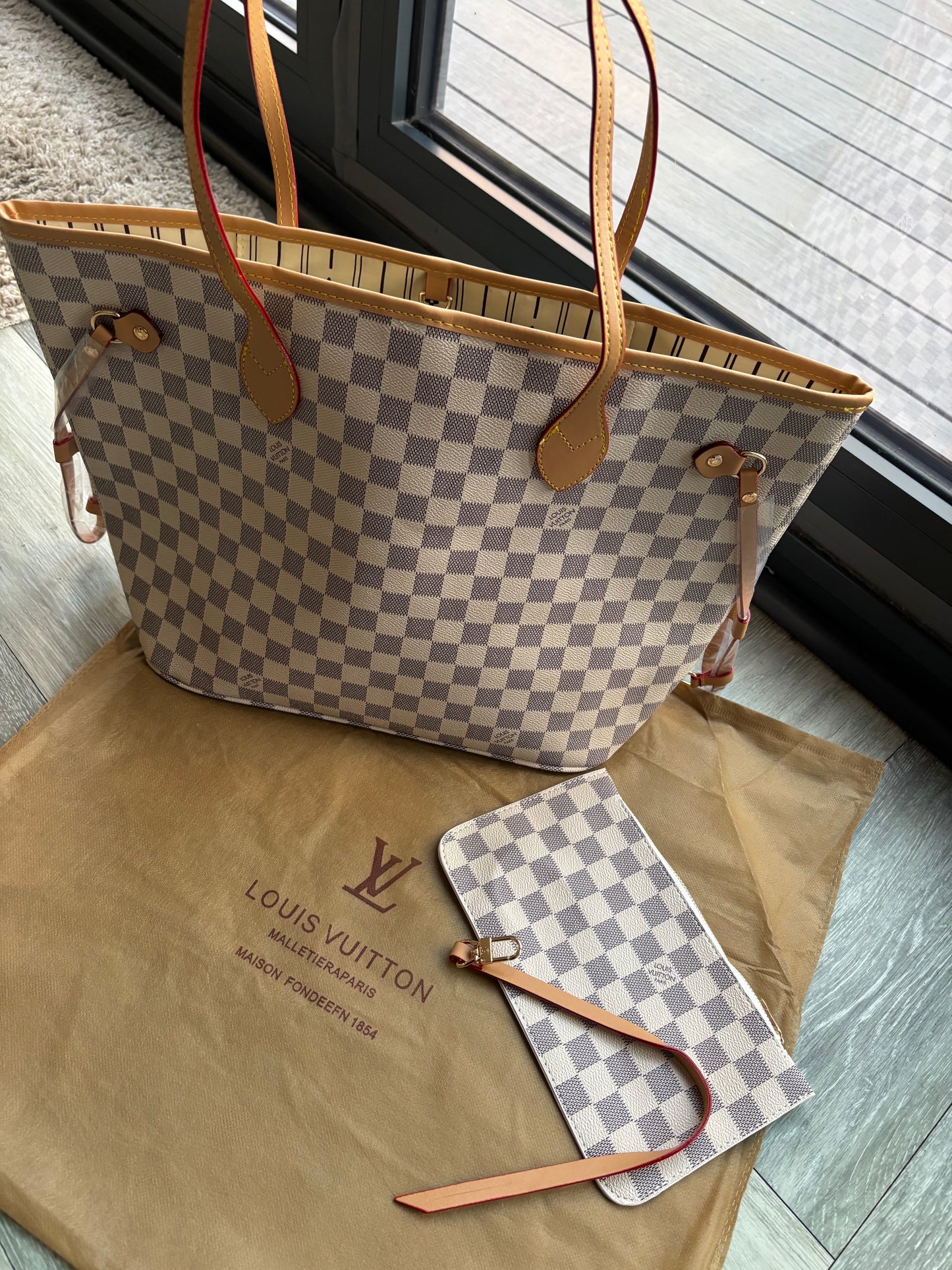 White grid shoulder bag