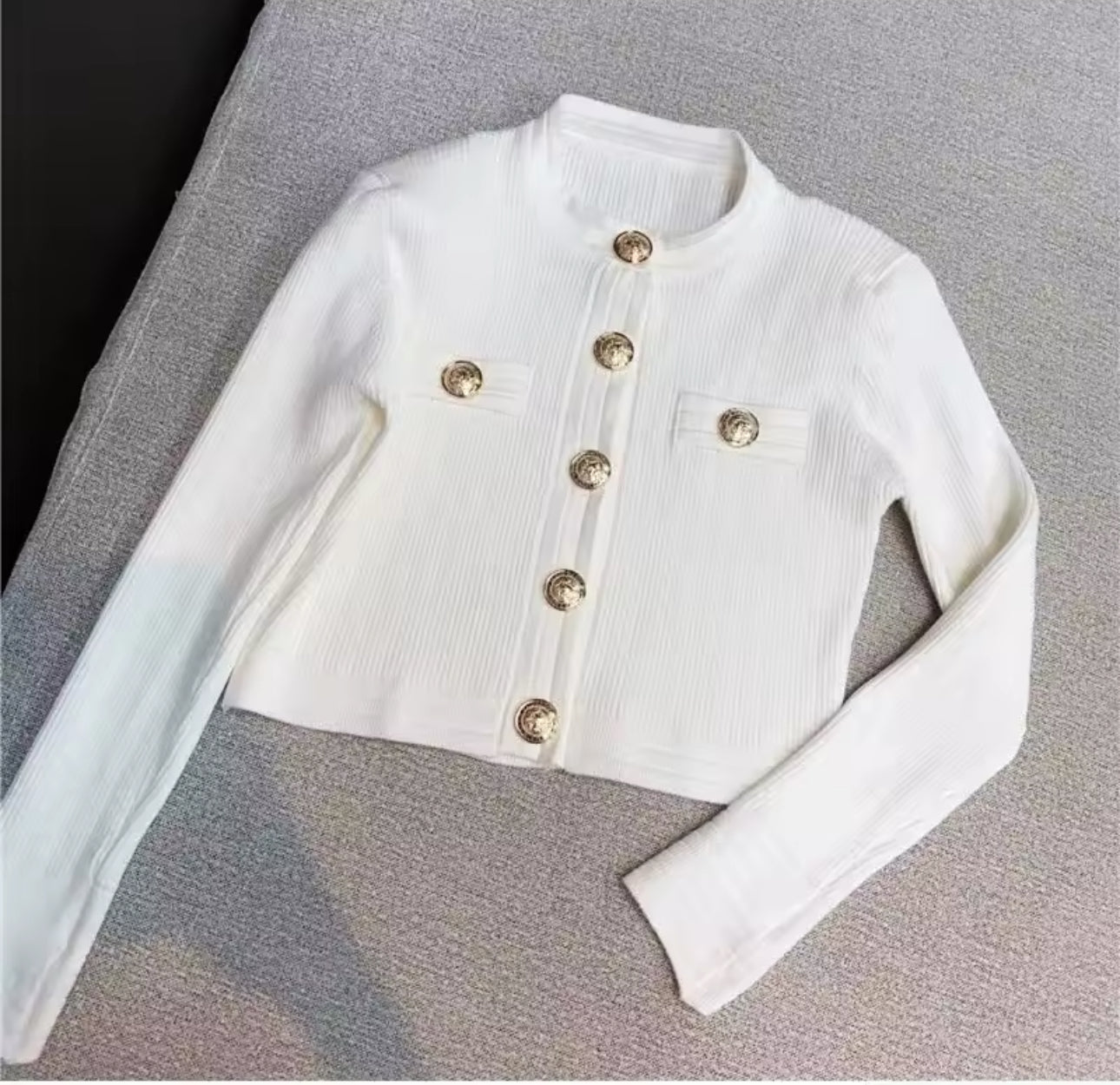 White top - Gold Buttons - size medium