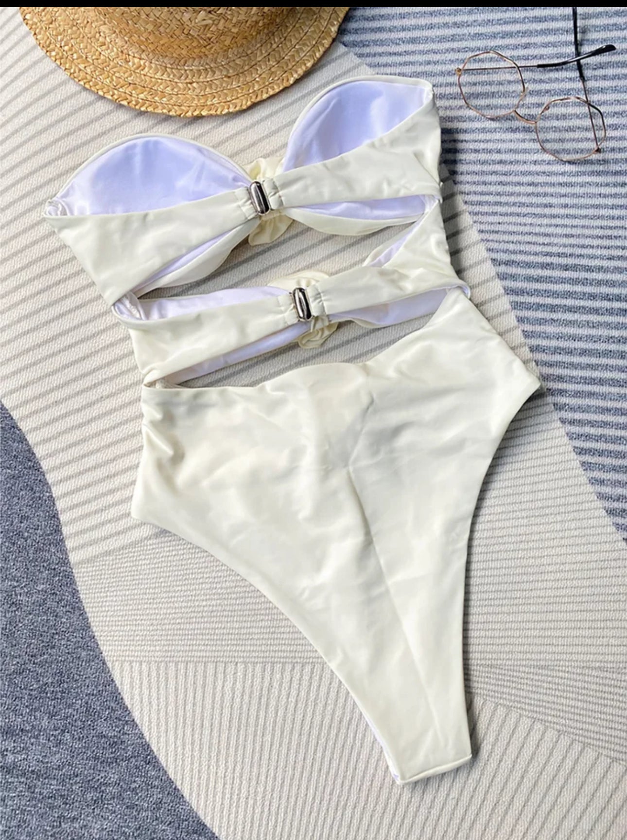 Cream rose swim suit