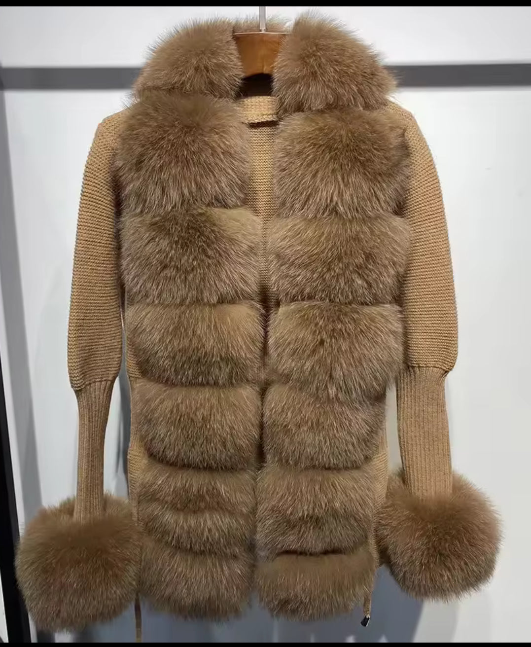 Camel Luxury natural fur cardigan - AG