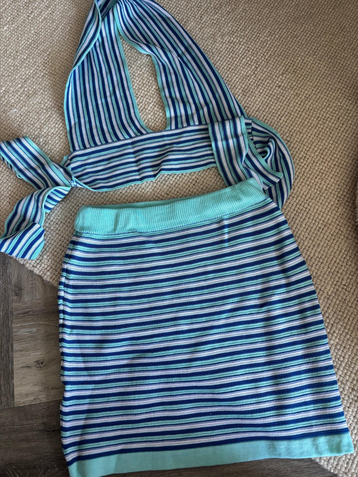 Blue top and skirt set size small