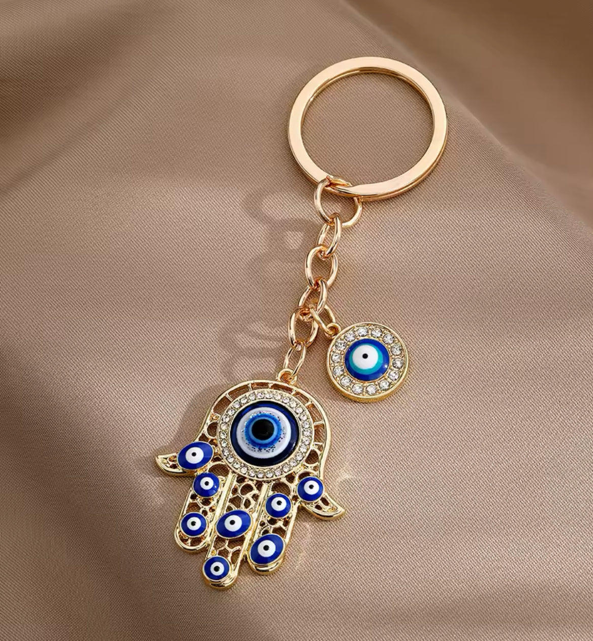 Gold evil eye hand keychain