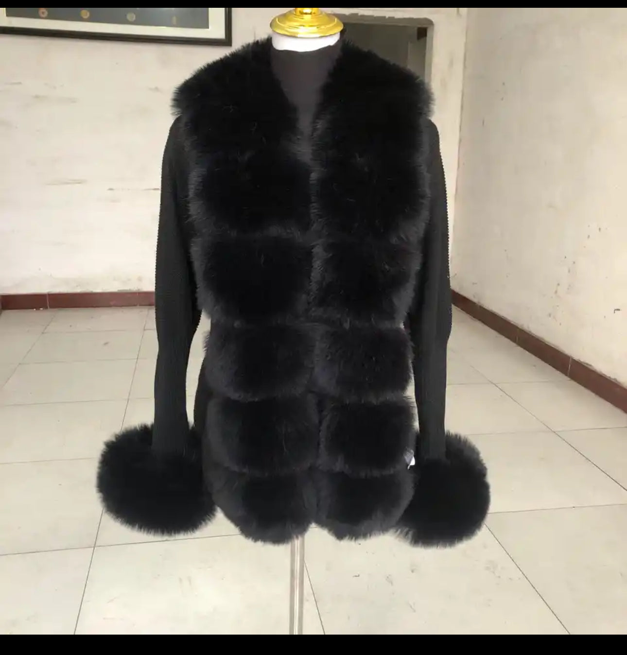 Black faux fur cardigans size small