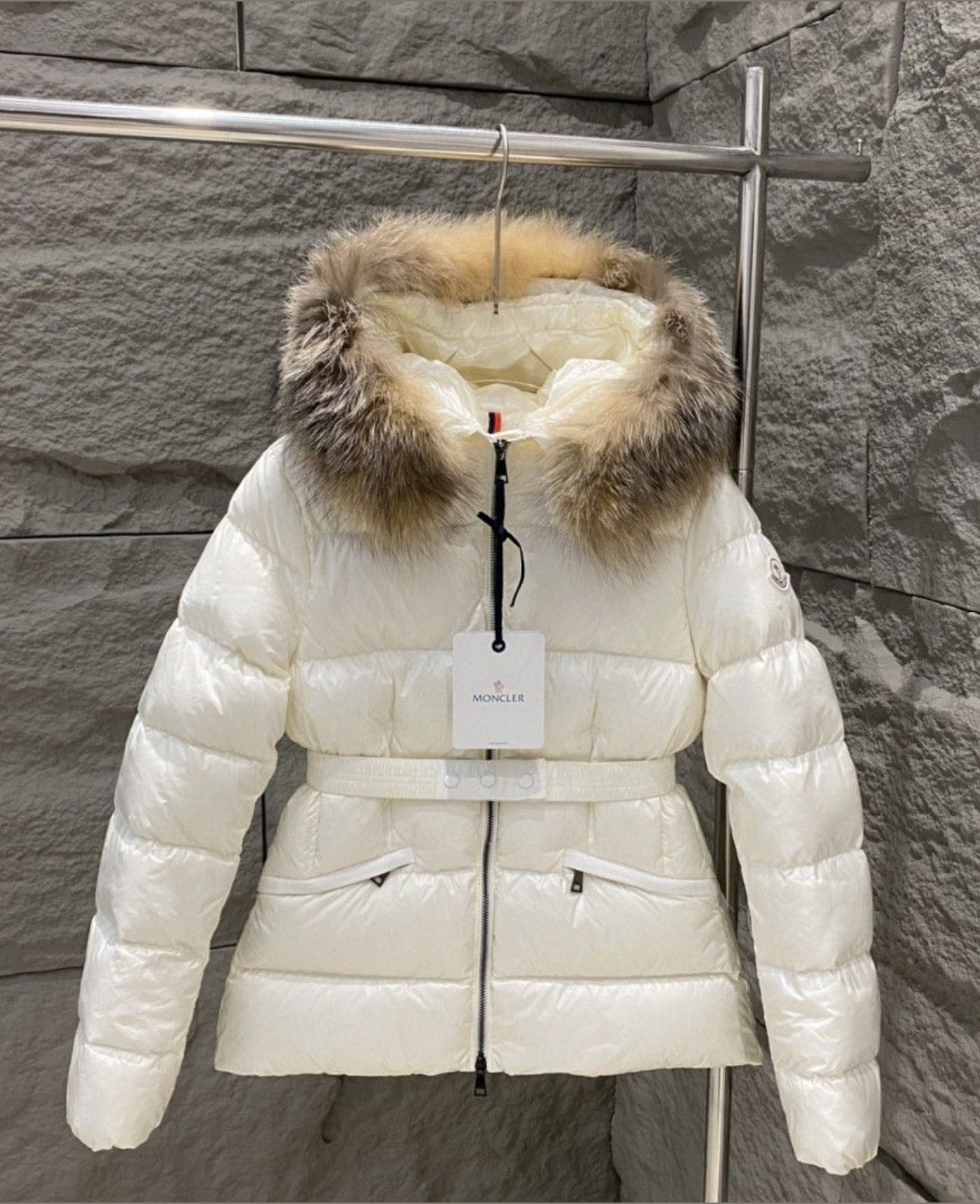 White m coat size small with fur