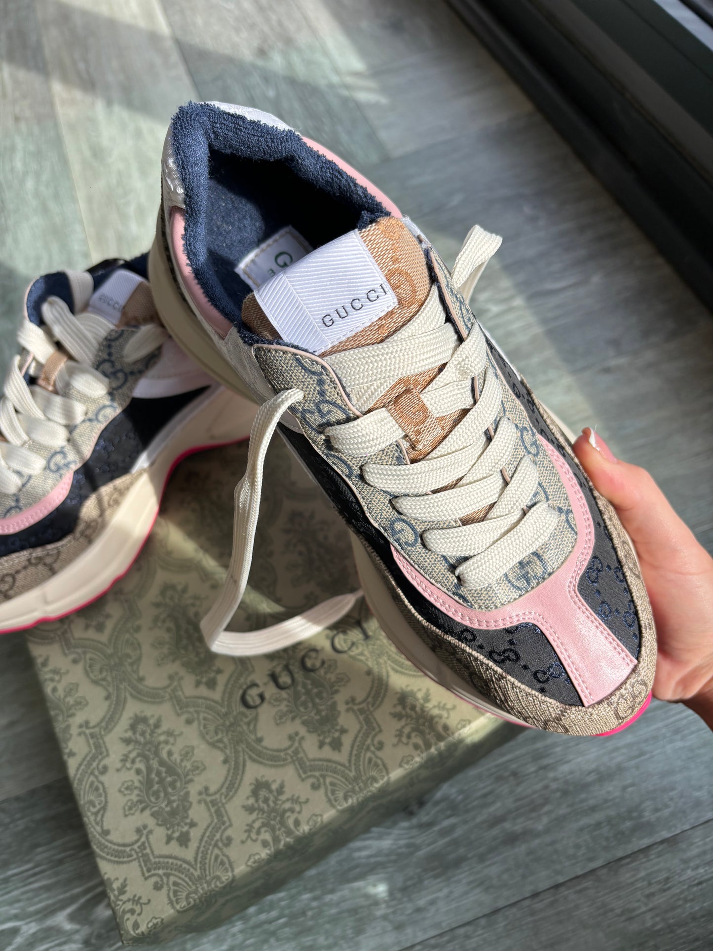 Gg trainers with pink no box