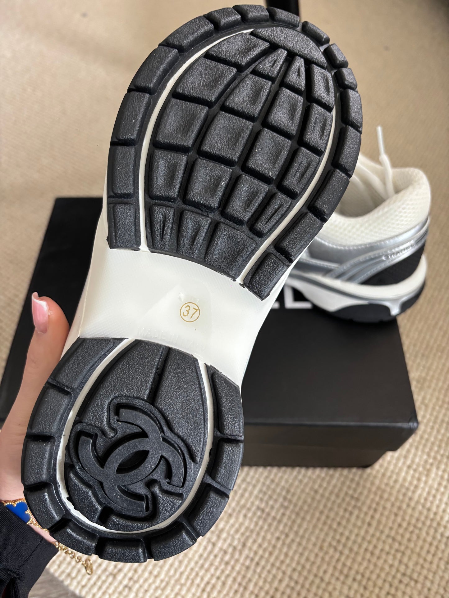 Silver cc trainers size 5 uk