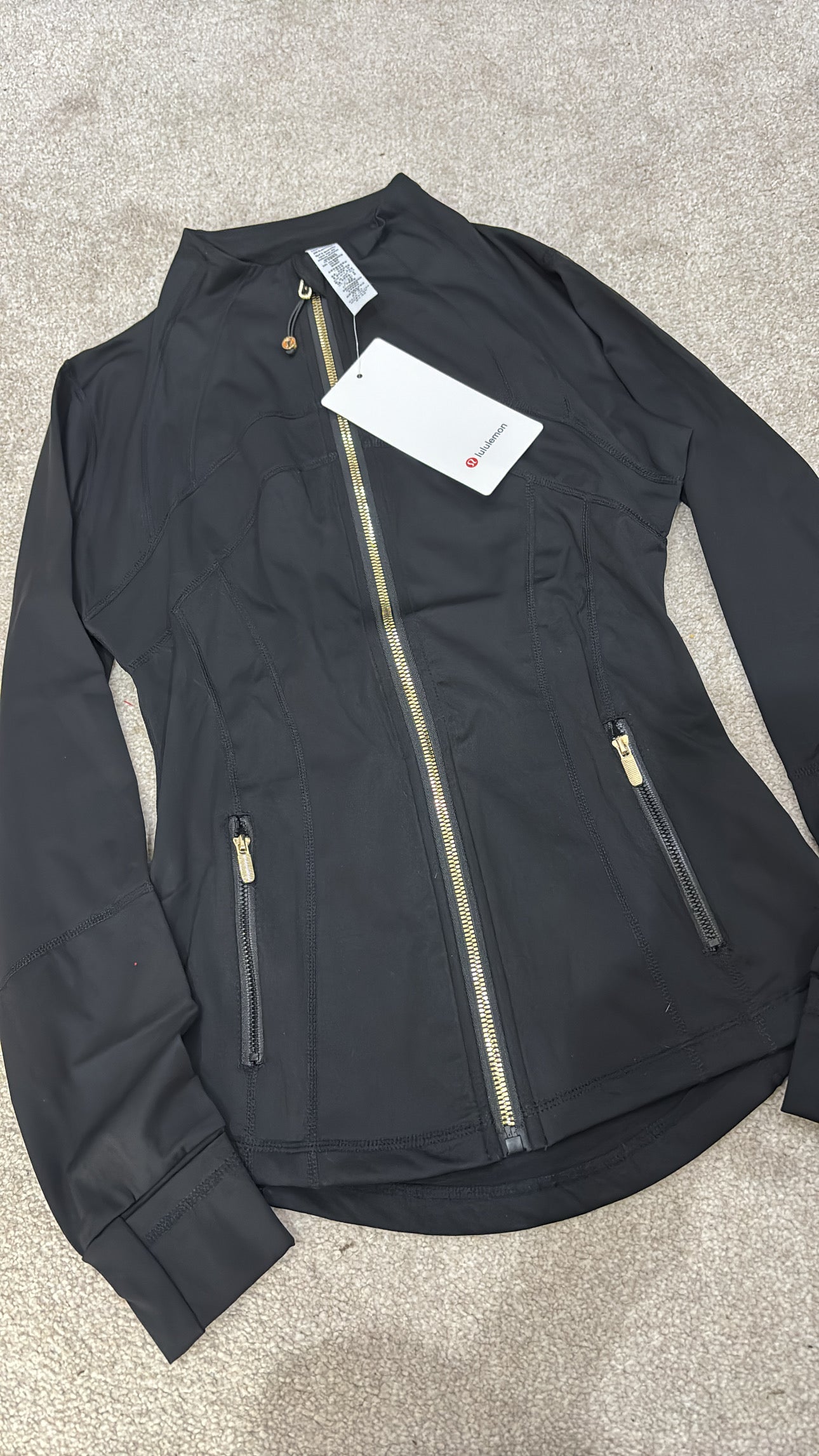 Black & gold lululemon gym jacket size 4