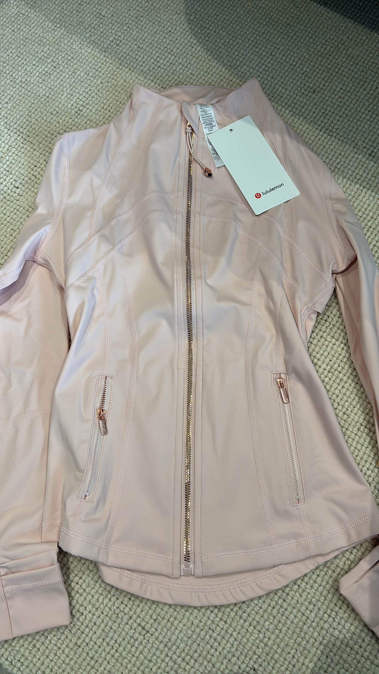 Baby pink & gold lululemon gym jacket size 4