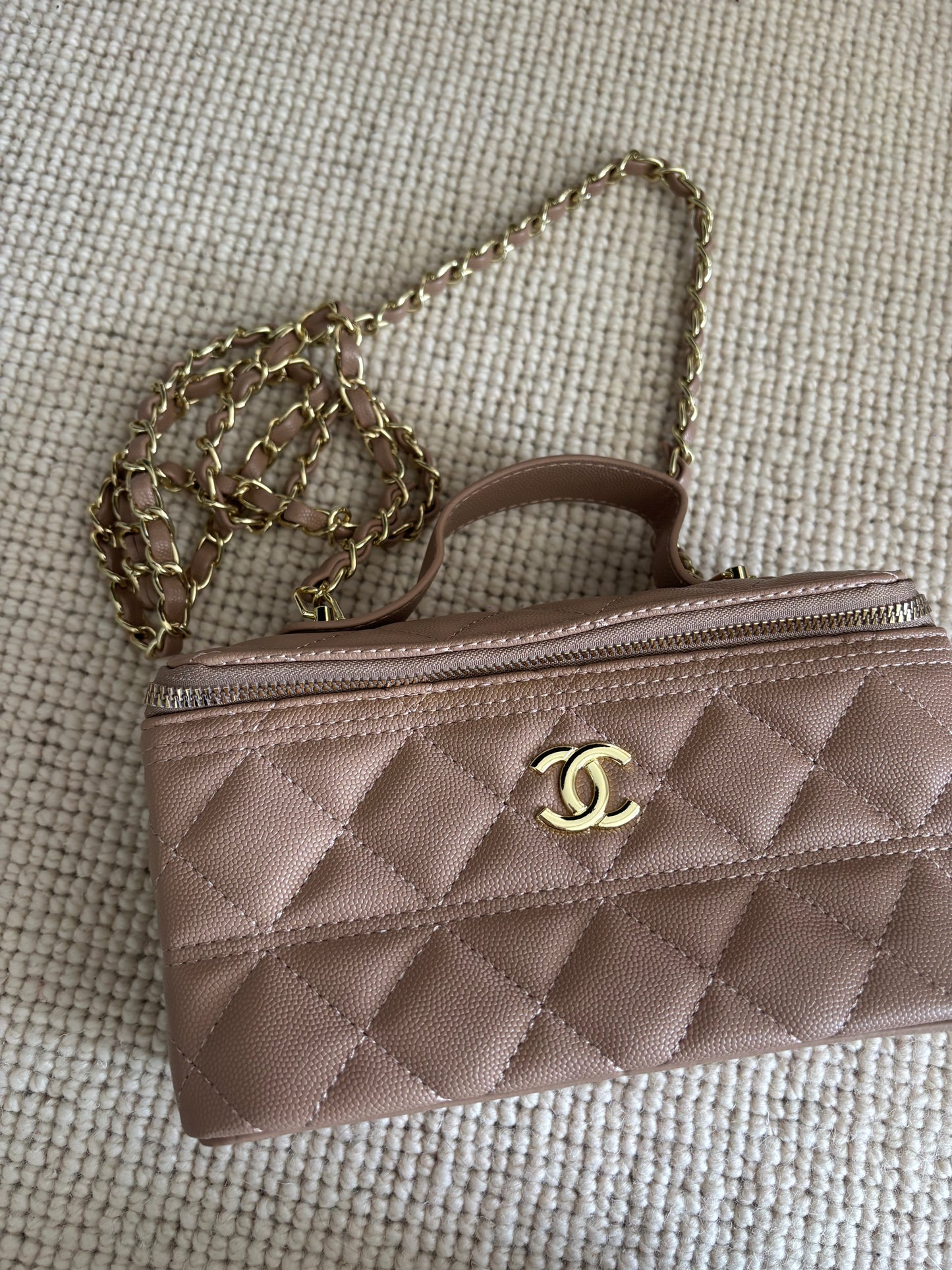 Beige cc box bag