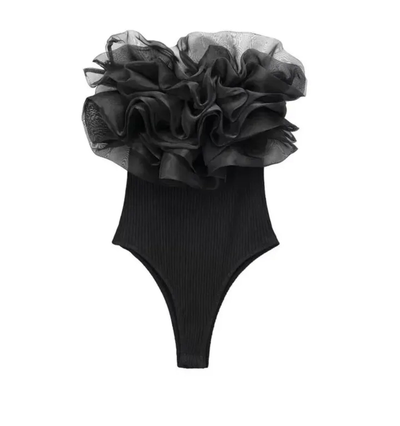 Black Frill Bodysuit