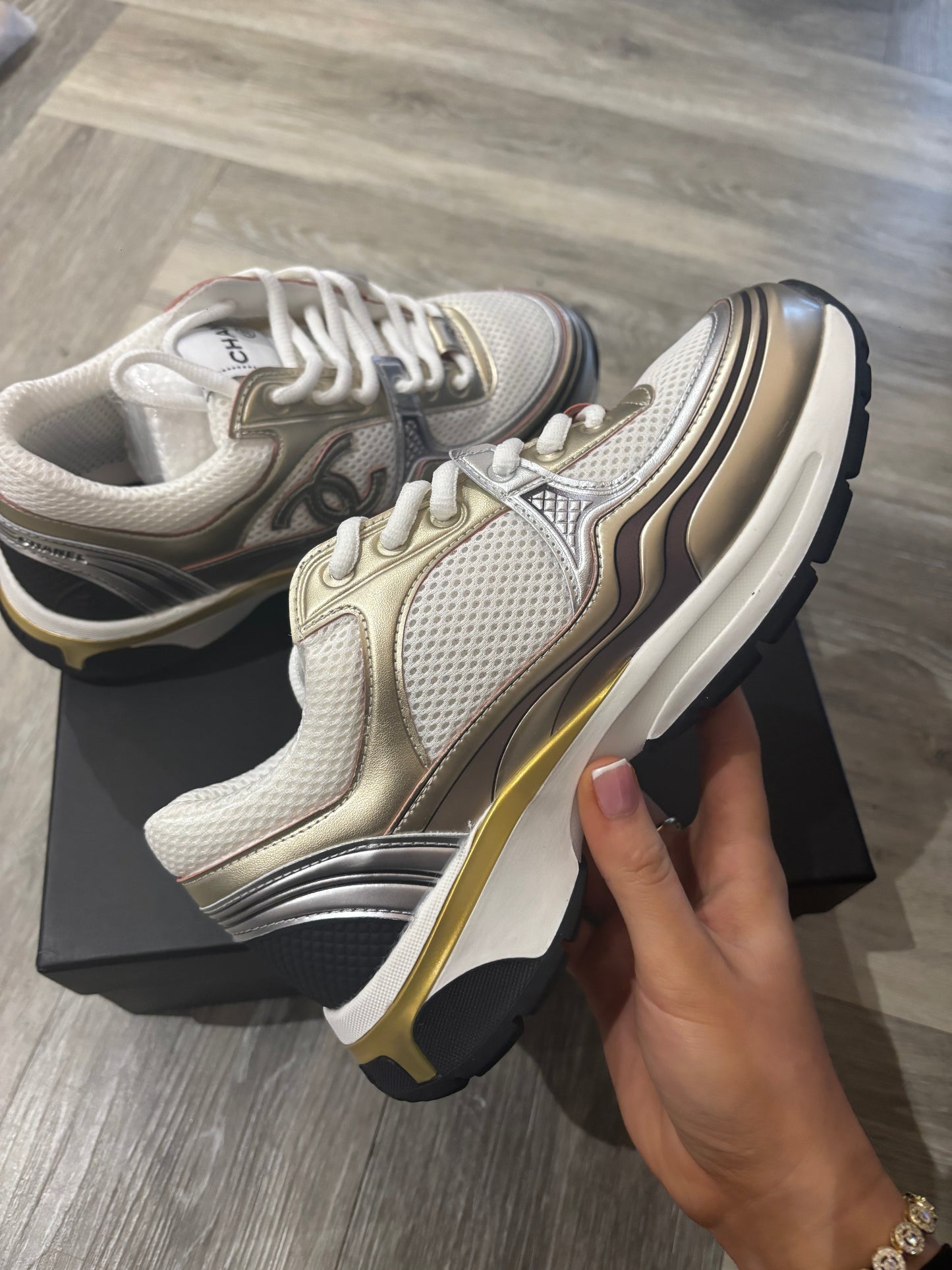 Gold cc trainers in stock