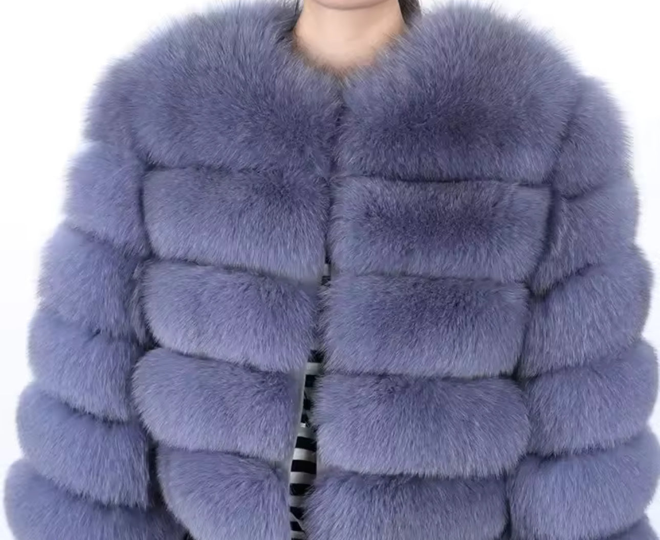 Natural fox fur coats detachable sleeves 2in1
