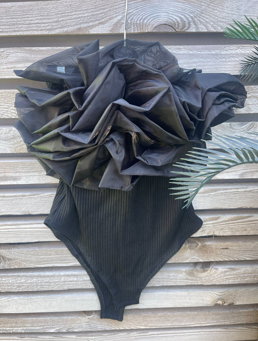 Black Frill Bodysuit