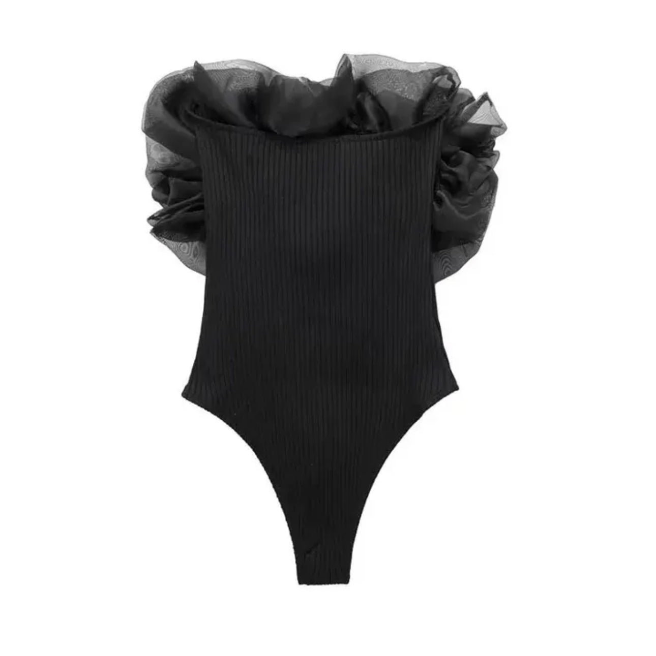 Black Frill Bodysuit