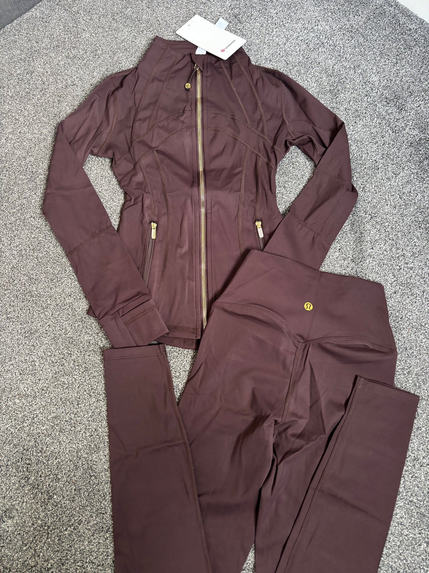 Chocolate brown & gold lululemon gym set size 2