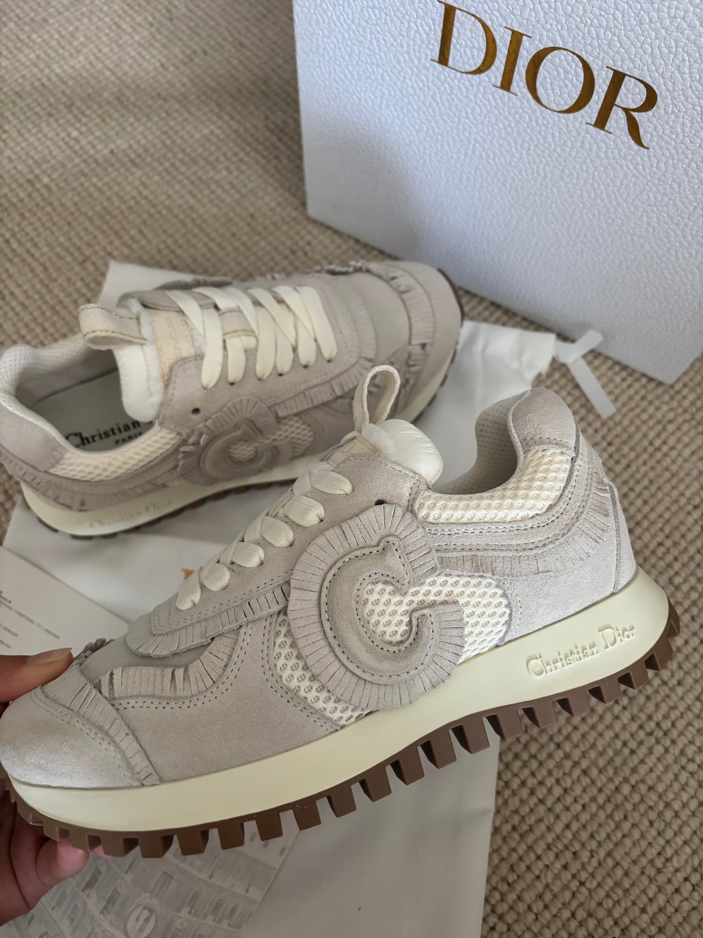Cd beige runners / trainers size 5