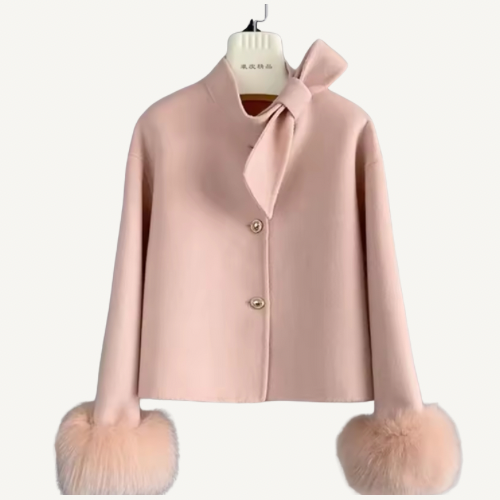 Pink bella natural fur jacket size small