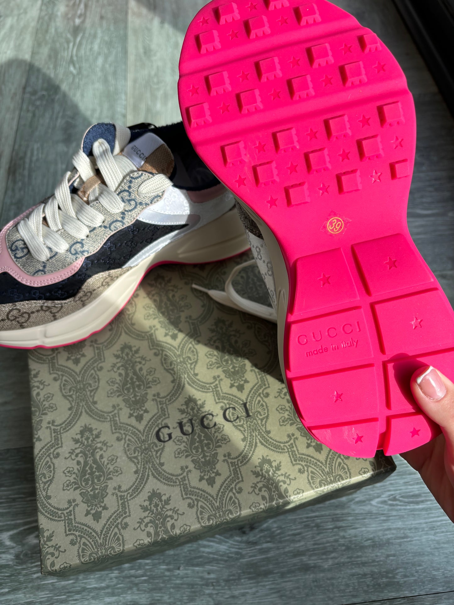 Gg trainers with pink no box