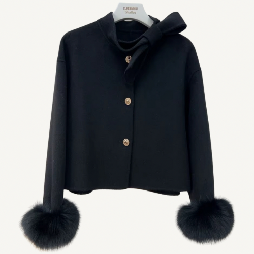 Black bella natural fur jacket size small