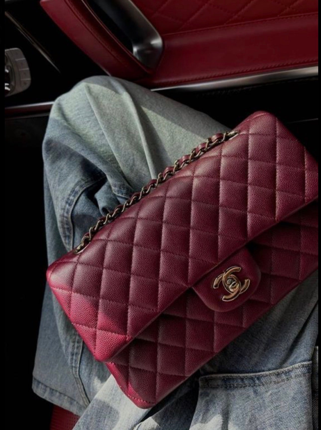 Burgundy with gold hardware cc crossover bag
