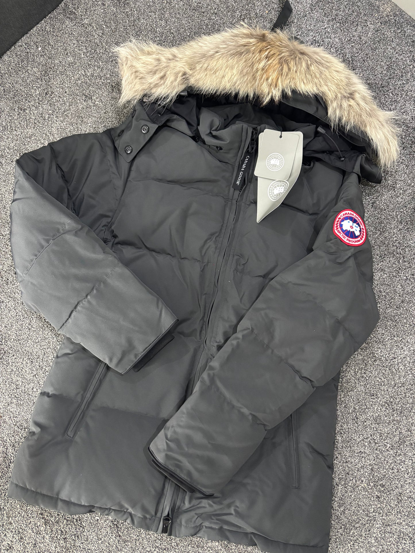 Grey Canada coat with natural fur