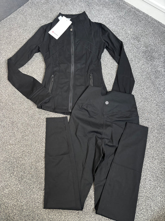 Black & black zip lululemon gym set size 2