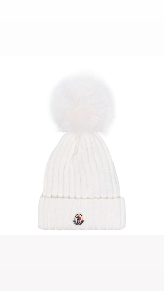 White m hat with Pom Pom