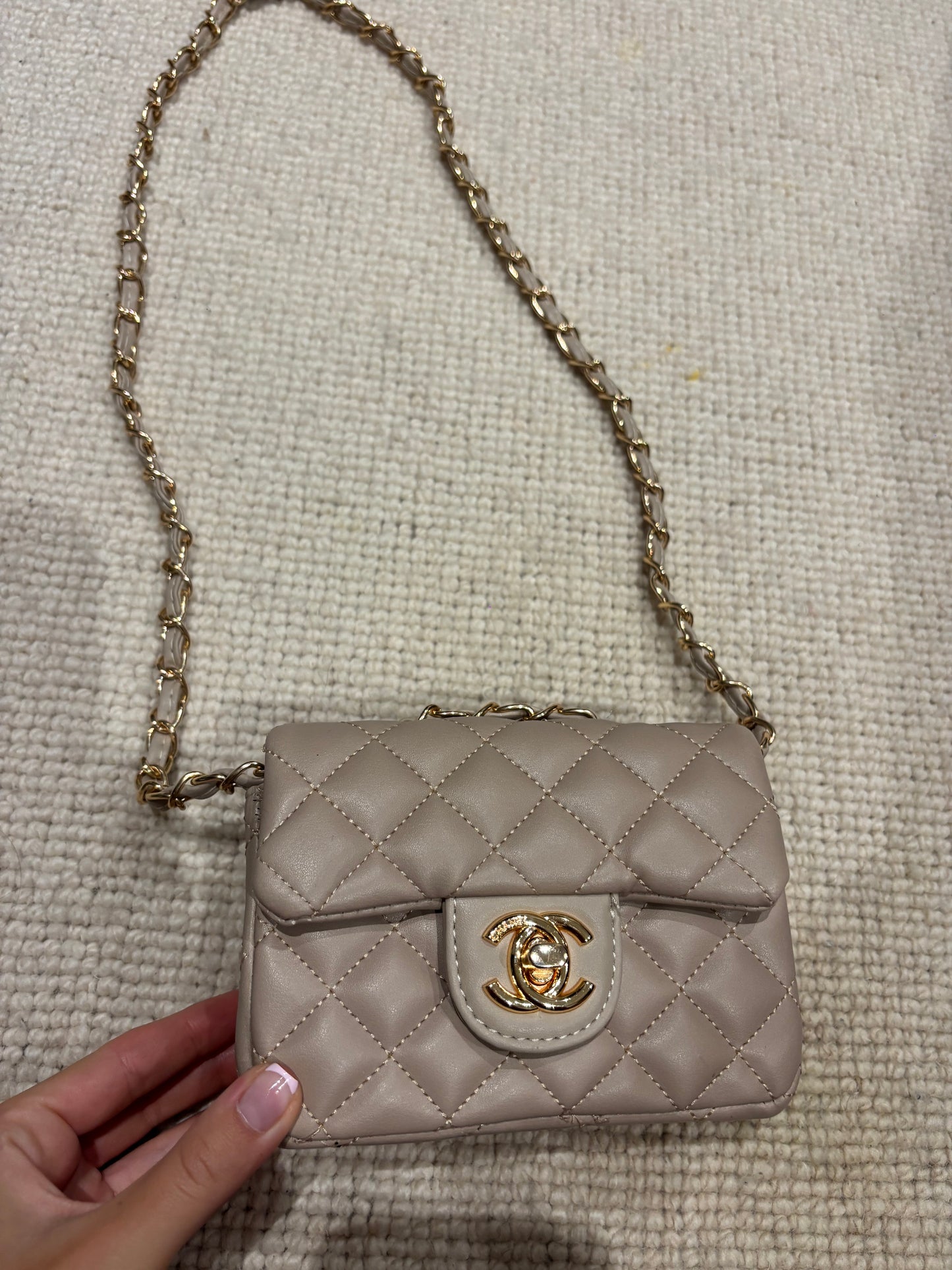 Mini beige cc crossover bag