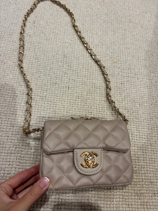Mini beige cc crossover bag