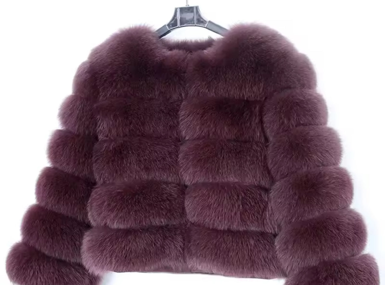 Natural fox fur coats detachable sleeves 2in1