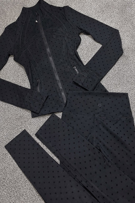 Black Pokadot Lulu gym sets size 2 (size XS uk)