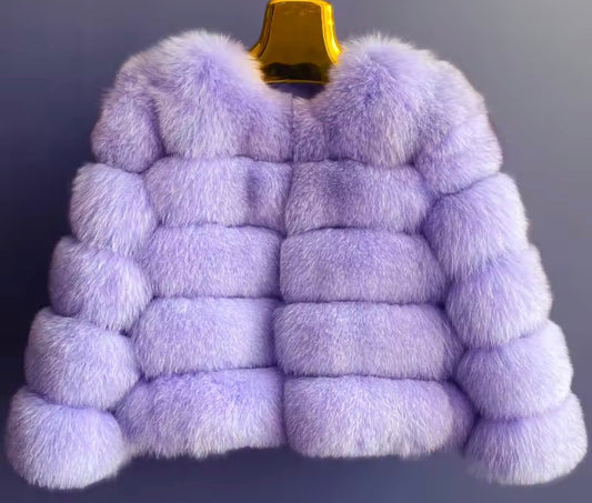 Lavender purple natural fox fur coats pre order 2/3 weeks