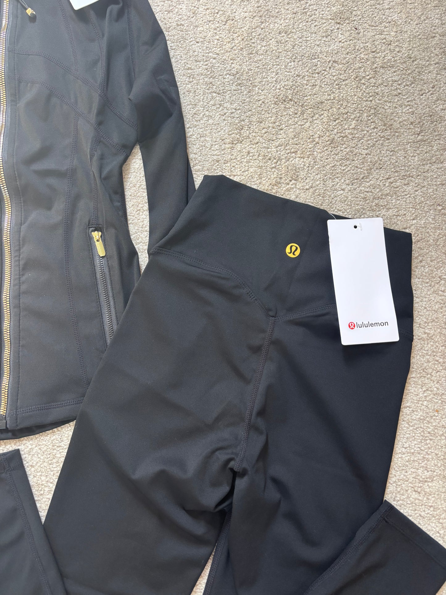Black & gold lululemon gym set