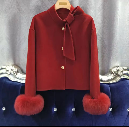 Red bella natural fur jacket size small