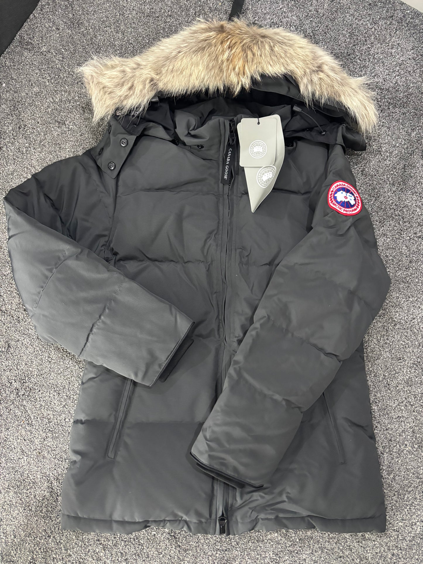 Grey Canada coat with natural fur