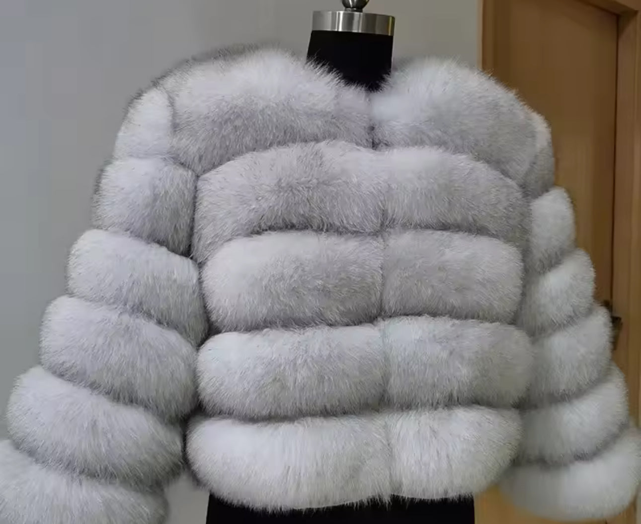 Natural fox fur coats detachable sleeves 2in1