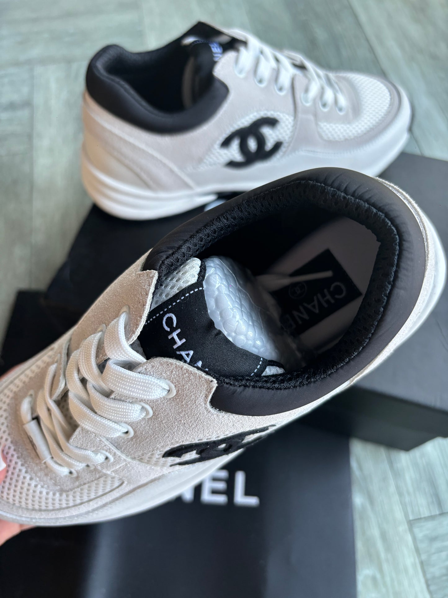 Cream and black CC trainers pre order 2-3 weeks