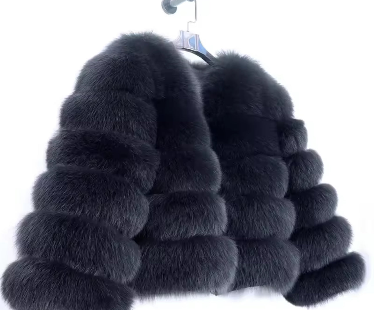 Natural fox fur coats detachable sleeves 2in1