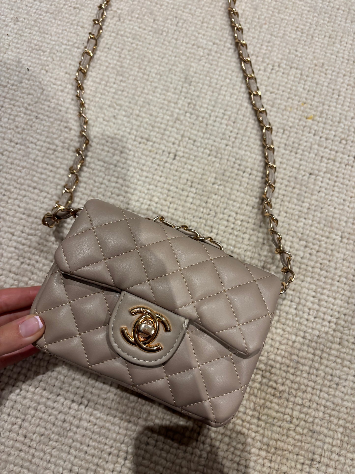 Mini beige cc crossover bag