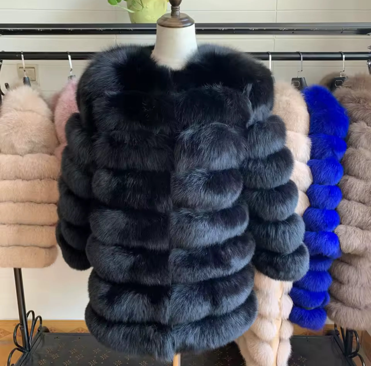Natural long 4in1 fur coat