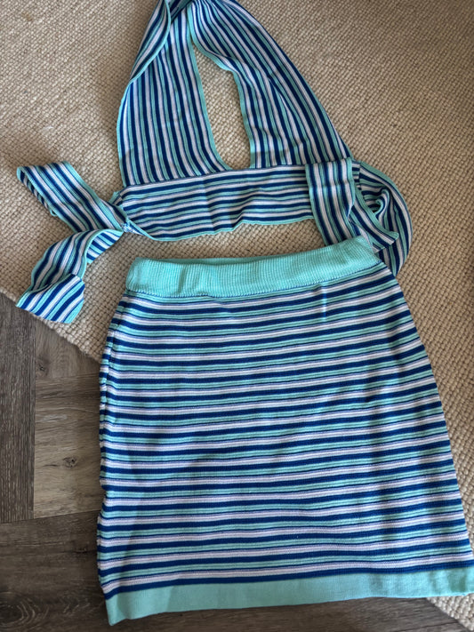 Blue top and skirt set size small