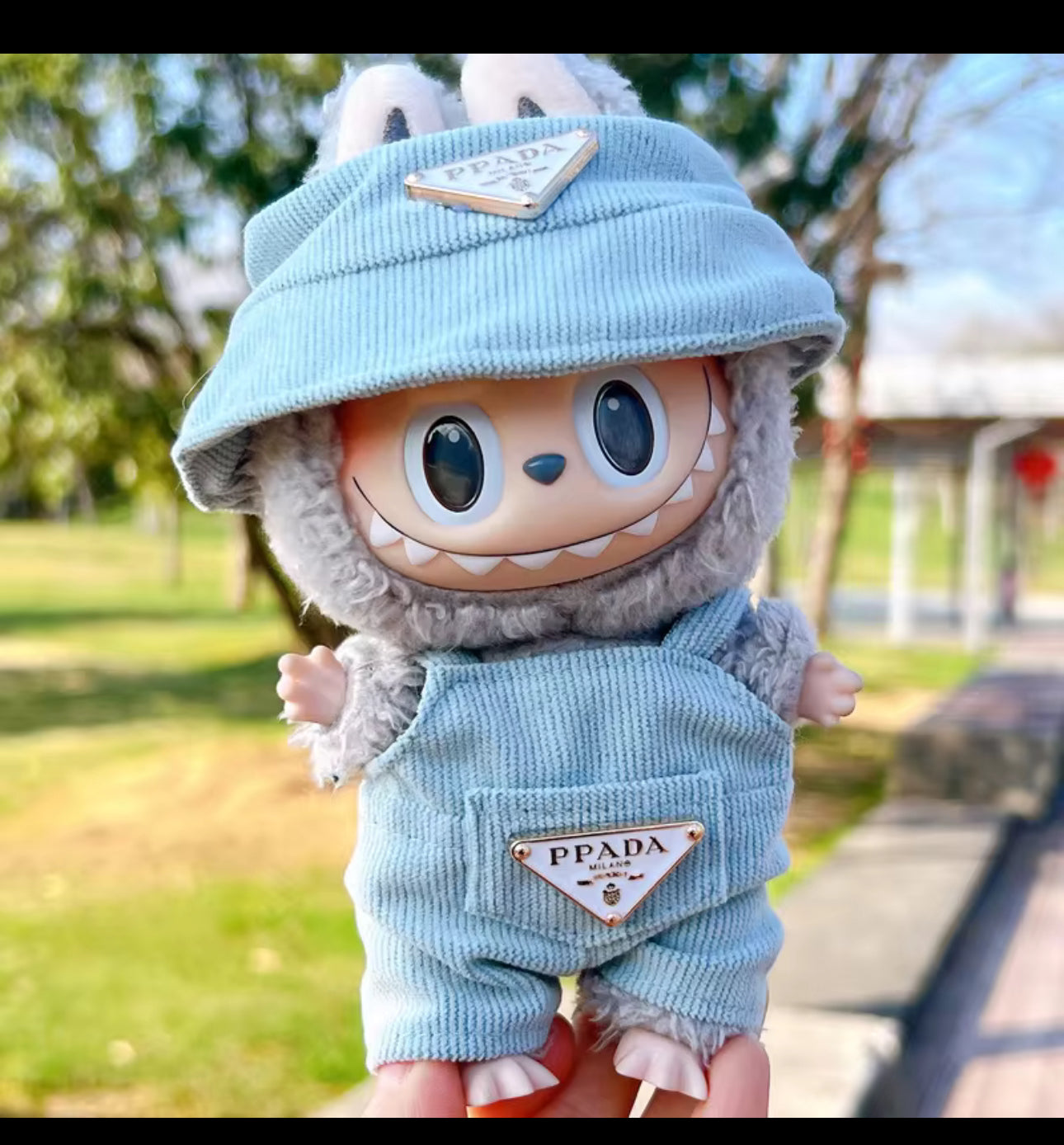 Labubu Prada set hat and jumpsuit