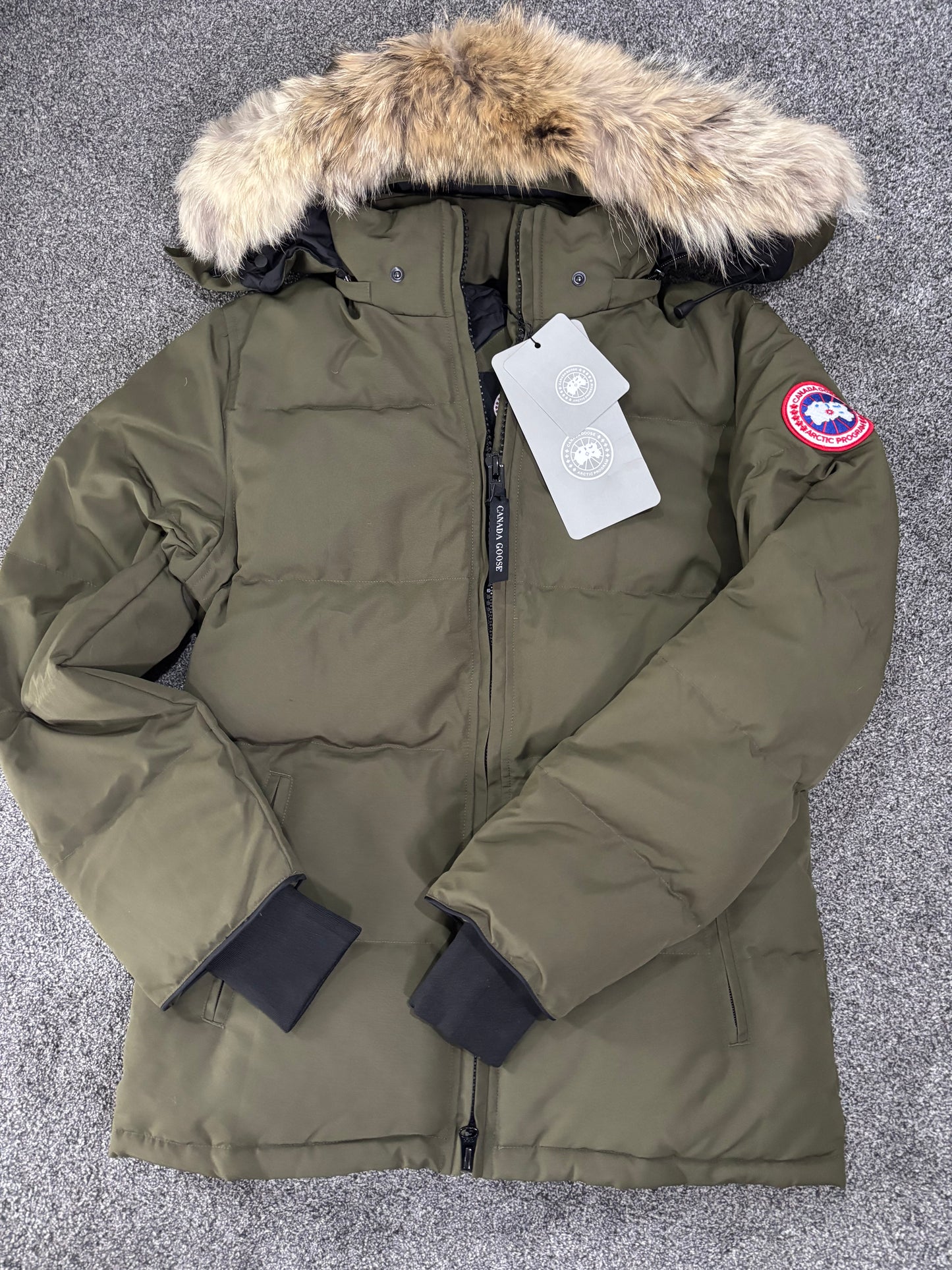Khaki green Canada coat with fur size small