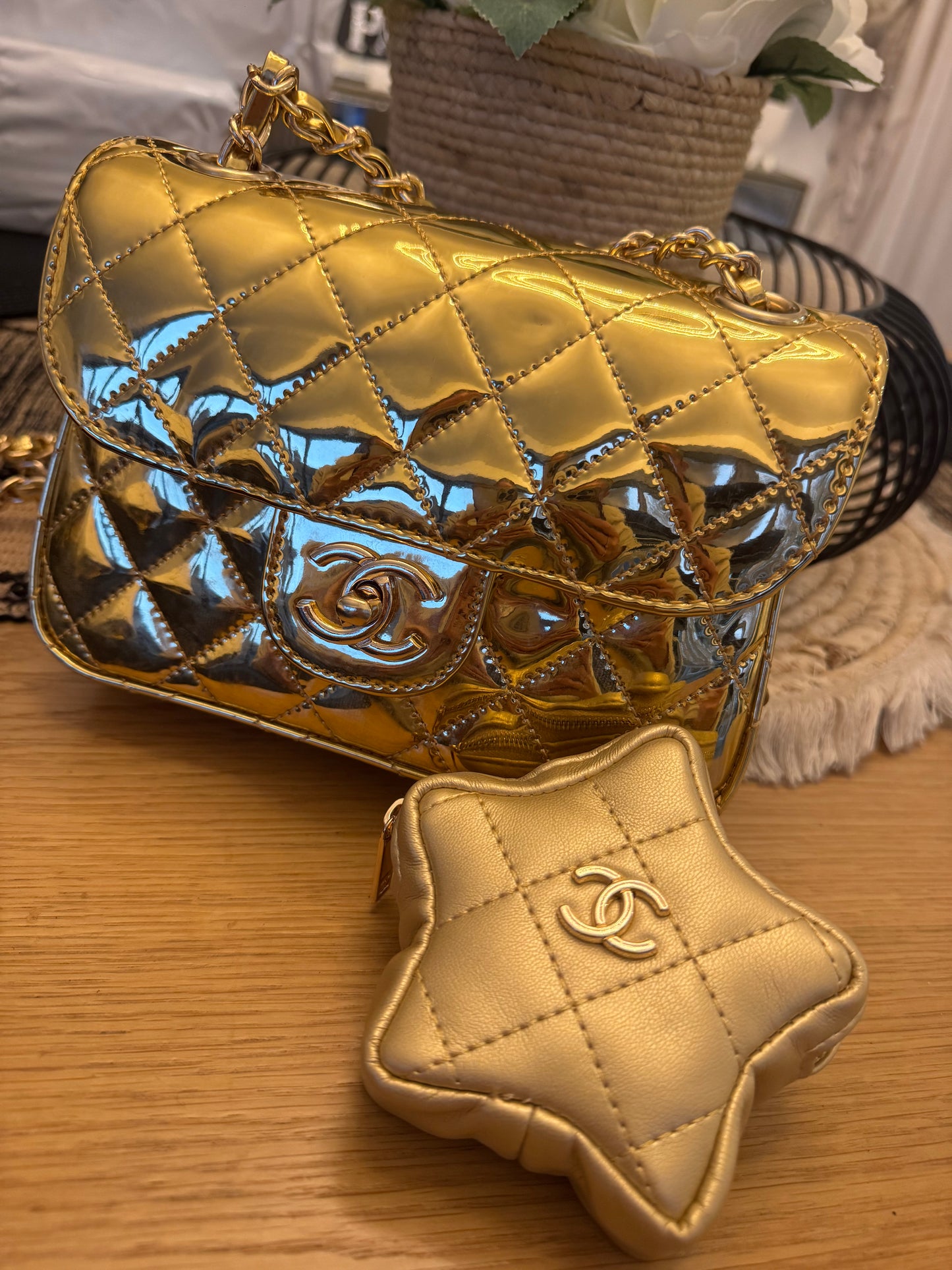 Gold cc Crossover bag with star purse - AG