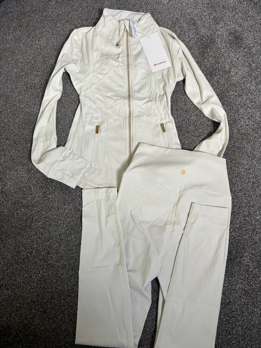 Cream & gold lululemon gym set size 2