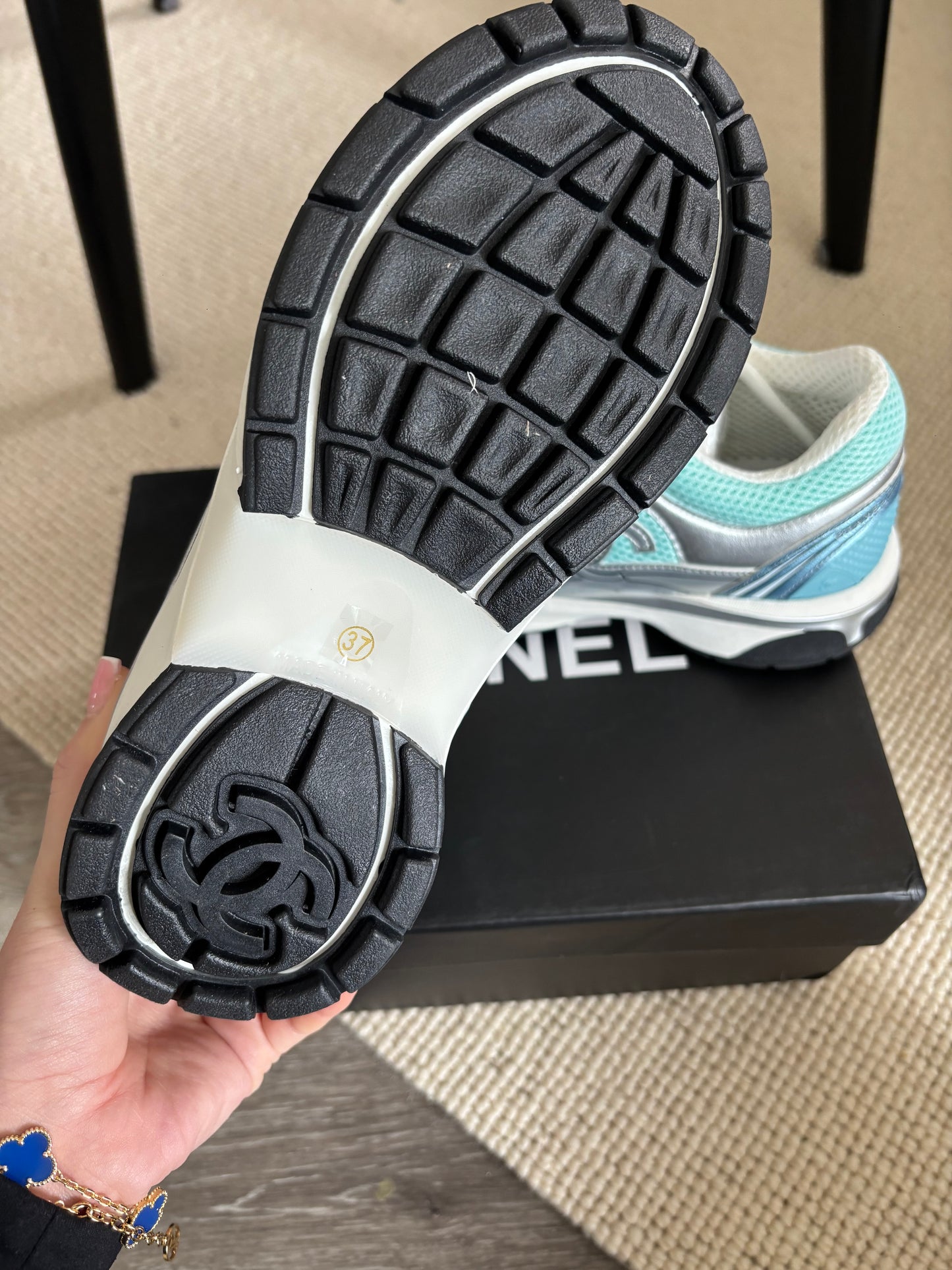 Blue & silver cc trainers size 5 uk