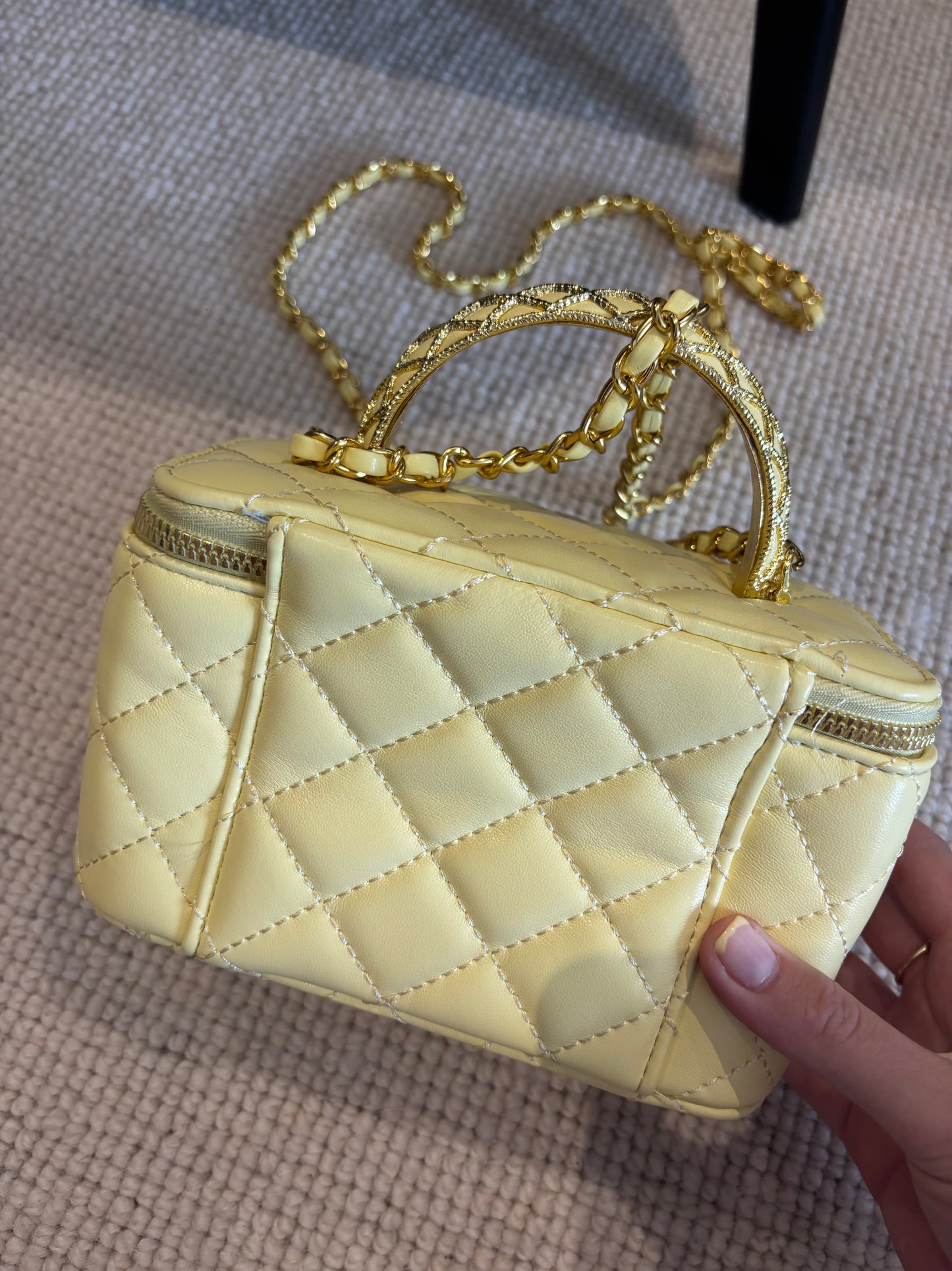 Yellow cc box bag with long strap