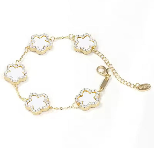 White clover diamond bracelet